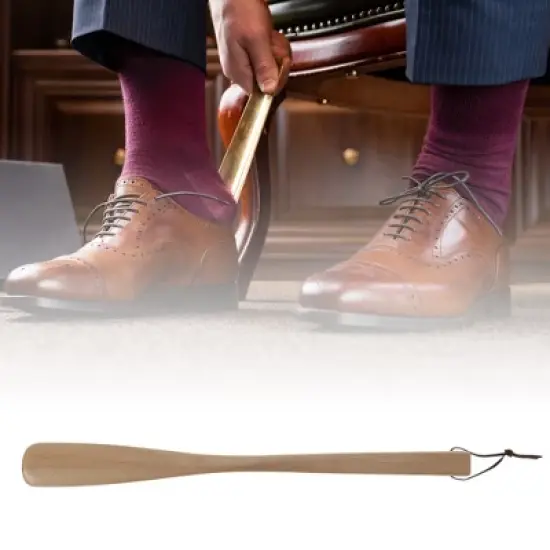 Unique Bargains Long Handle Square Head Shoe Horn 15.75"x1.57" Wood Color 1 Pc image {4}