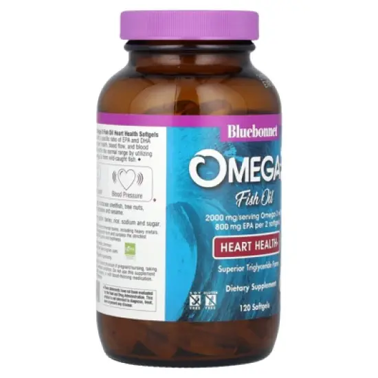 Bluebonnet Nutrition Omega-3 Fish Oil, Heart Health, Lemon, 120 Softgels (1,000 mg per Softgel) image {3}