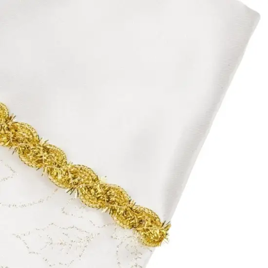 Northlight 20.5" White and Gold Glitter Poinsettia Christmas Stocking image {2}