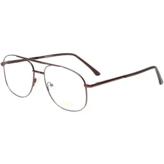 Jubilee Mens Aviator Big & Tall J-5801 58mm Metal Designer Reading Glasses Brown +1.25 image {1}