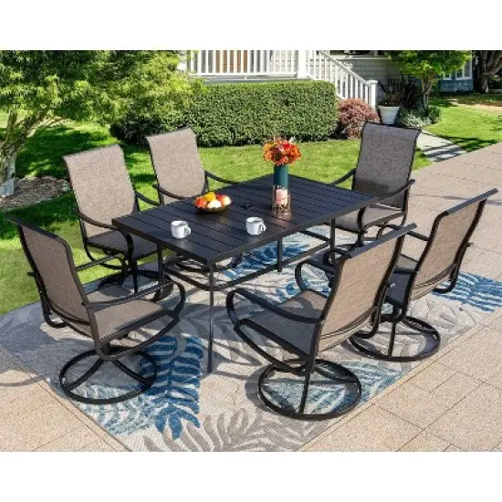 60" Outdoor Rectangle Steel Dining Table - Black - Captiva Designs image {4}
