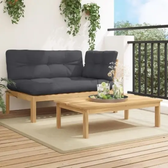 vidaXL Patio Sofa Set Anthracite Solid Acacia wood Standard image {1}