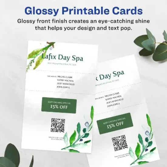 Avery Printable Rectangle Invitation Cards, 5.5" x 8.5", Glossy White Cardstock, Laser/Inkjet Cards, 20 Total image {1}