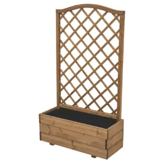 Scalloped Top Planter Box with Diamond Trellis &ndash; FSC-Certified Timber, Eco-Friendly, Includes Liner image {4}