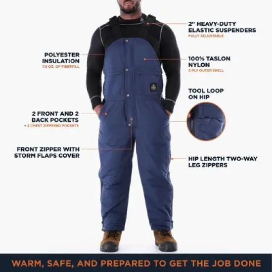 RefrigiWear Men's ChillBreaker Warm Lightweight Insulated High Bib Overalls image {2}