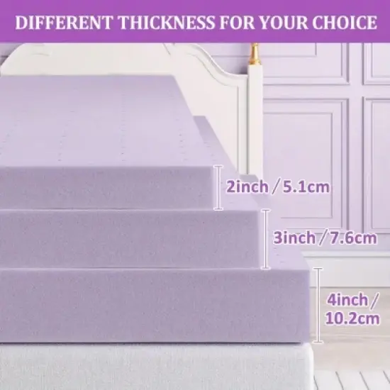SEVOBAL Mattresses Premium Firm Memory Foam Mattress Topper Cooling Ventilated Design for Bedroom, Purple, 74"*54"*2" image {4}
