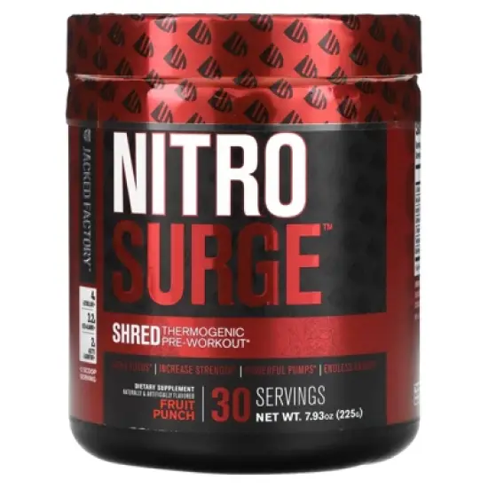 Jacked Factory Nitro Surge, Shred Thermogenic Pre-Workout, Fruit Punch, 7.93 oz. (225 g) image {3}