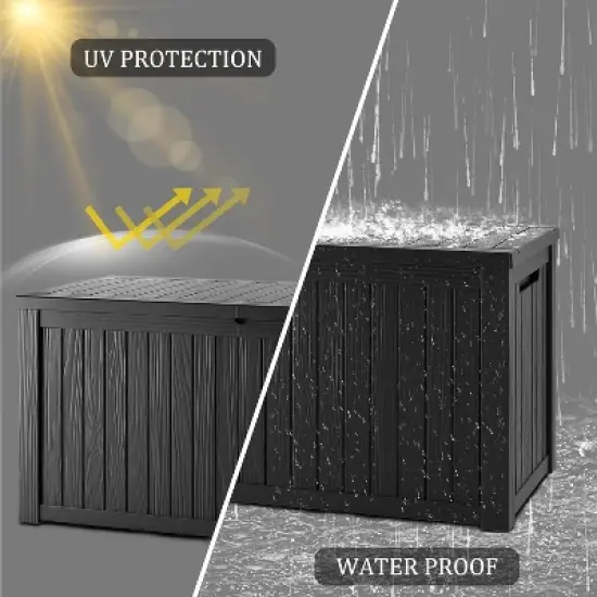 BI&SEA 150 Gallon Waterproof Deck Box-094A,Lockable Resin Storage Box for Patio Furniture Cushions Garden Tools and Outdoor Delivery Storage image {1}