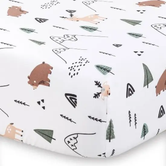 The Peanutshell Woodland Camo Baby Crib Bedding Set - Green/White - 3pc image {6}
