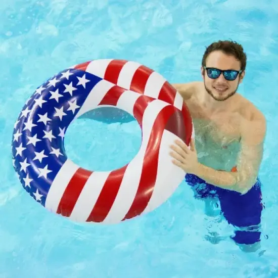 Swimline 36 Inch Inflatable American Flag Swimming Pool Tube Float (6 Pack) image {4}