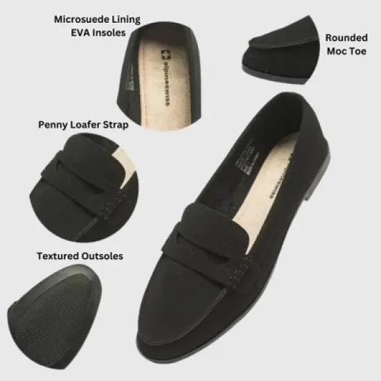 Alpine Swiss Abby Womens Penny Loafers Slip On Flats Comfortable Office Shoes image {1}