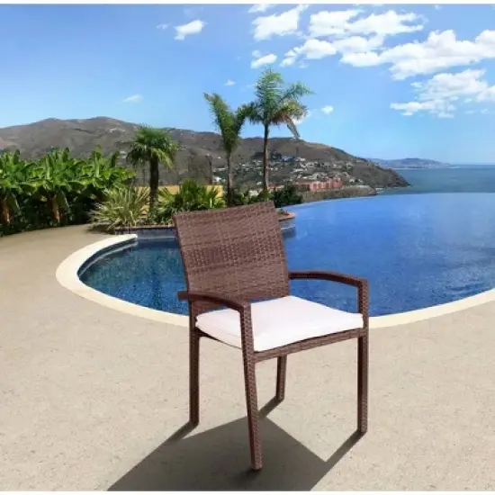 Barry 5pc Patio Teak Wood Wicker Round Dining Set - International Home Miami image {2}