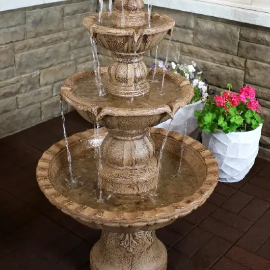 Sunnydaze 52"H Electric Fiberglass and Resin 4-Tier Pineapple Top Outdoor Water Fountain image {7}