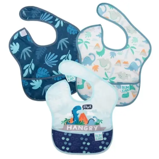 Bumkins Hangry Dinosaurs Blue Tropics Bib - 3pk image {2}