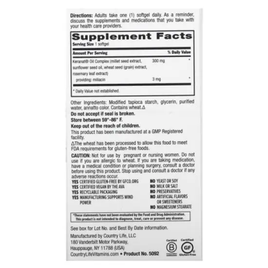 Country Life Maxi-Hair & Scalp Rescue, Clinical Strength, 30 Vegan Softgels image {1}