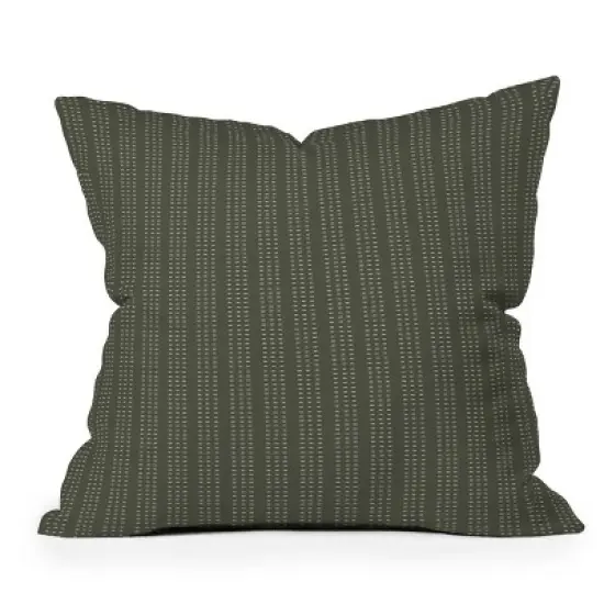 18"x18" Deny Designs Little Arrow Design Co Vert Triple Dash Olive Square Outdoor Throw Pillow Green image {4}