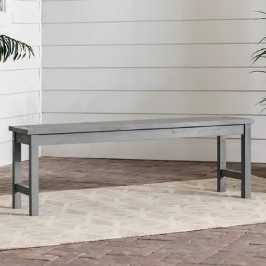Ravenscroft Modern Boho Acacia Wood Slat Top Outdoor Dining Bench - Gray Wash - Saracina Home image {1}