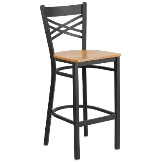 Flash Furniture Black ''X'' Back Metal Restaurant Barstool image {12}
