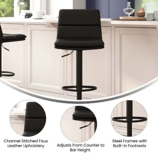 Merrick Lane Modern Upholstered Adjustable Height Stools with Sturdy Iron Bases image {5}