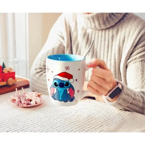 Silver Buffalo Disney Lilo & Stitch Santa Hat Jumbo Curved Ceramic Latte Mug | Holds 25 Ounces image {8}