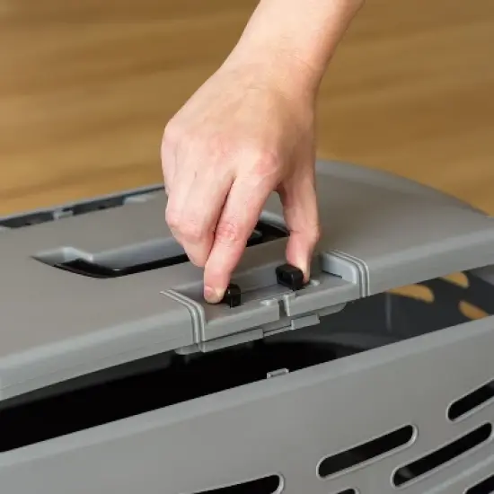 IRIS USA Small Pet Travel Carrier with Front and Top Access, Black/Gray image {4}