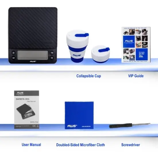 American Weigh Scales Barista Series Kitchen Coffee Weight Scale Digital Bright Back-lit LCD display 6.6lb Capacity image {2}
