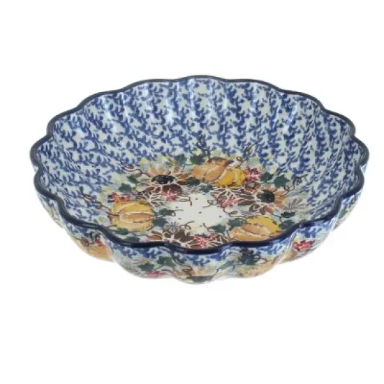 Blue Rose Polish Pottery 249 Ceramika Artystyczna Medium Scallop Dish image {7}