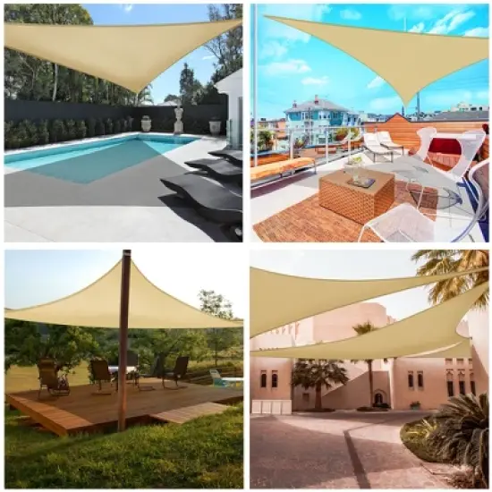 LAGarden 28FT HDPE Triangle Sun Shade Sail image {6}