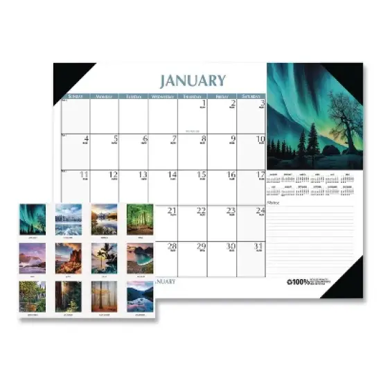 Earthscapes Scenic Desk Pad Calendar, Scenic Photos, 22 x 17, White Sheets, Black Binding/Corners,12-Month (Jan-Dec): 2026 image {4}