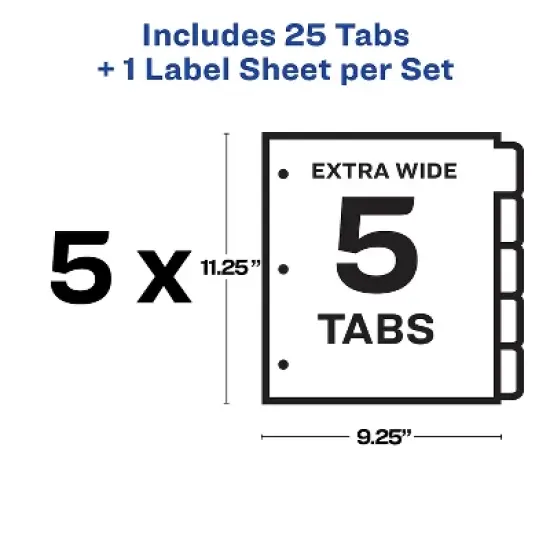 Avery Print & Apply Clear Label Dividers w/White Tabs 5-Tab 11 1/4 x 9 1/4 5 Sets 11440 image {5}