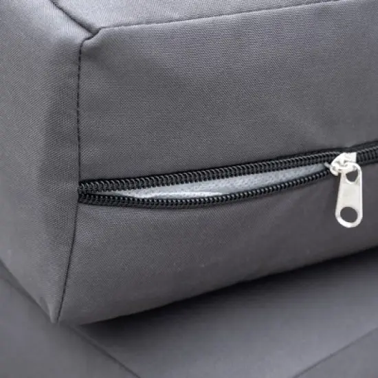 FIONECA U_STYLE Acacia Wood Outdoor Lounge Set, Chair & Ottoman with Blue Removable Cushions, All-Weather Patio/Deck/Daybed image {4}