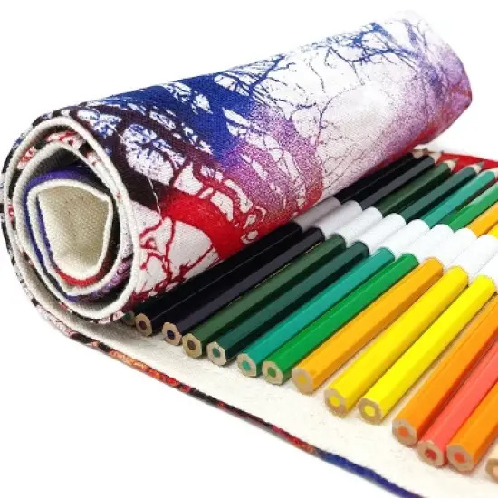 Wrapables Pencil Roll Organizer, Colored Pencil Wrap Pouch (72 slots), Dusk image {5}