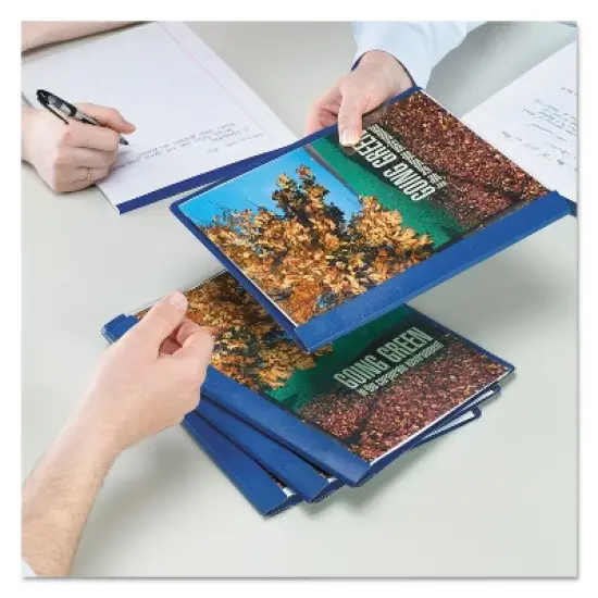 Smead Poly Report Cover Tang Clip Letter 1/2" Capacity Clear/Blue 25/Box 87452 image {3}