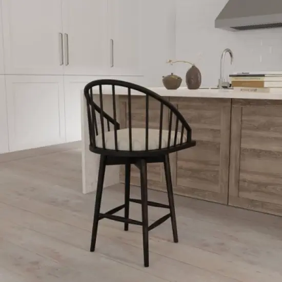 Braddock Spindle Back Memory Return Swivel Counter Height Barstool Rubbed Black - Hillsdale Furniture image {1}