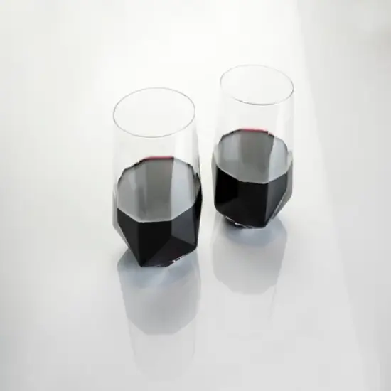 Viski Raye Faceted Crystal Wine Glasses Set of 2 image {3}