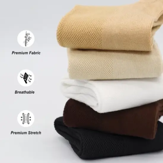 SERISIMPLE Women Thin Viscose Bamboo Above Ankle Sock Breathable Lightweight Classic Crew Casual 5 Pairs image {13}