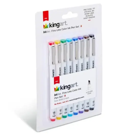 KINGART PRO Inkline Chisel Tip Pens 8 Colors image {8}