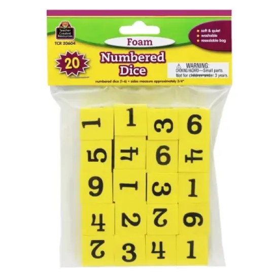 Teacher Created Resources Foam Numbered Dice (1-6), 20 Per Pack, 3 Packs image {1}