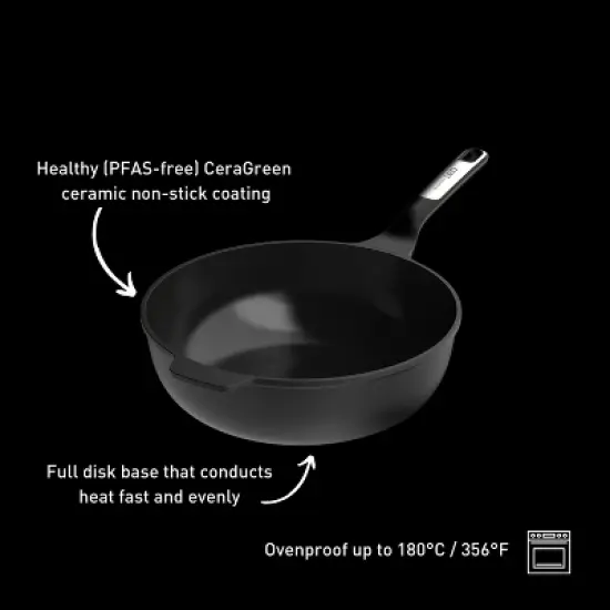 BergHOFF Phantom Nonstick Ceramic Wok Pan, Recycled Cast Aluminum image {7}
