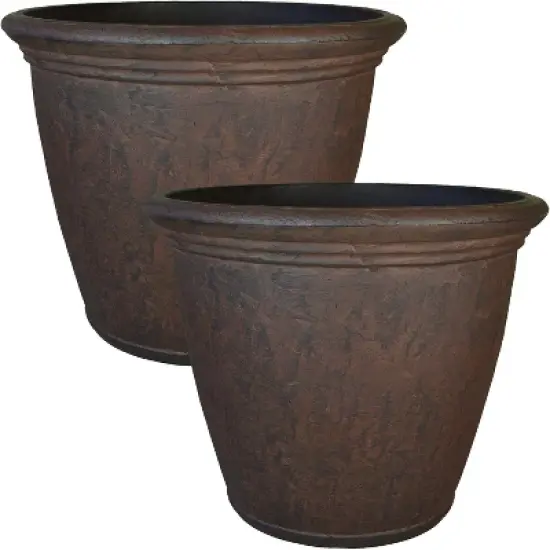 Sunnydaze Indoor/Outdoor Patio, Garden, or Porch Weather-Resistant Double-Walled Anjelica Flower Pot Planter - 16" - Rust Finish image {7}