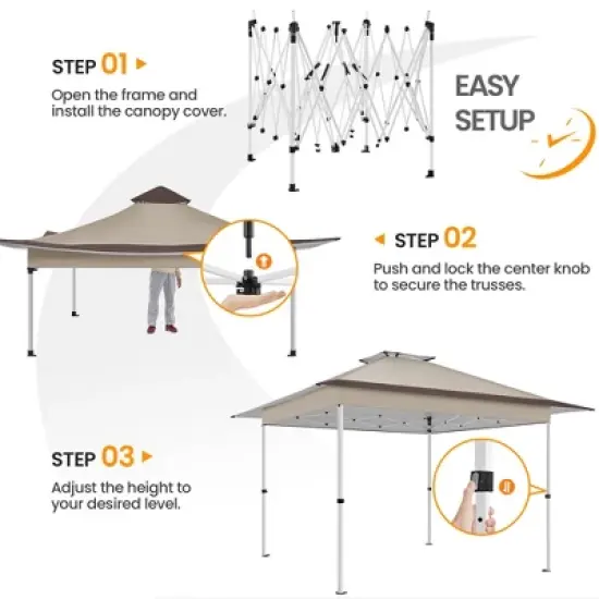 Yaheetech 13X13 ft Portable Pop-Up Canopy with Adjustable Height and Ground Anchors & Guy Lines image {4}