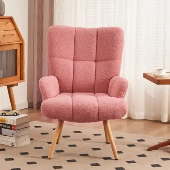 FERPIT Upholstered Teddy Velvet Accent Chair & Rocking Chair with Wingback Design image {10}