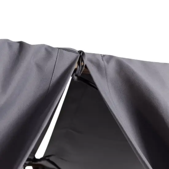 Christopher Knight Home Kinzie Outdoor Acacia Wood 2 Seater Adjustable Daybed with Curtains,Teak/Dark Gray image {9}