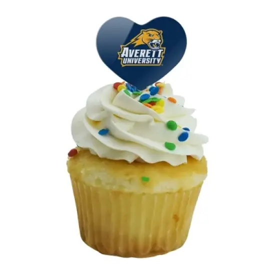 Averett University Cougars Logo Heart Love Cupcake Picks Toppers Decoration Set of 6 image {4}