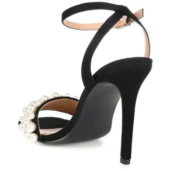 Journee Collection Womens Romey Buckle High Stiletto Open Toe Pumps image {6}