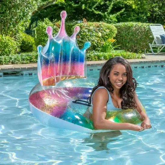 Pool Central 43" Rainbow Glitter Tiara Swimming Pool Inflatable Inner Tube image {4}