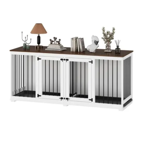 Famapy Indoor Furniture Kennel with Removable Partition Bottom Tray for 2 Dogs image {16}