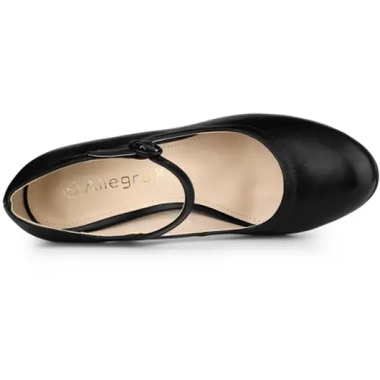 Allegra K Women's Round Toe Platform Ankle Strap Stiletto Heel Pumps image {4}