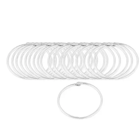 Unique Bargains Metal Book Loose Leaf Binder Hinge Snap Key Rings 20 Pcs Silver Tone 2.1" Outside Dia image {5}