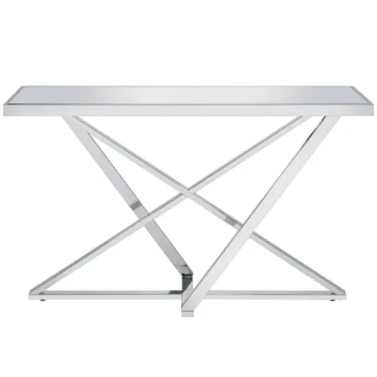 Drubeck Mirrored Rectangle Sofa Table Chrome - HOMES: Inside + Out image {4}
